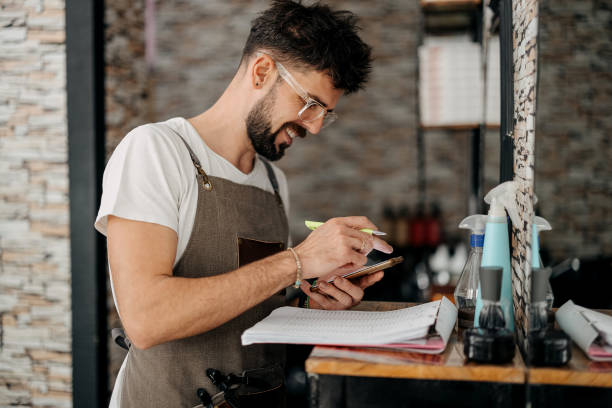 Business owner using tablet